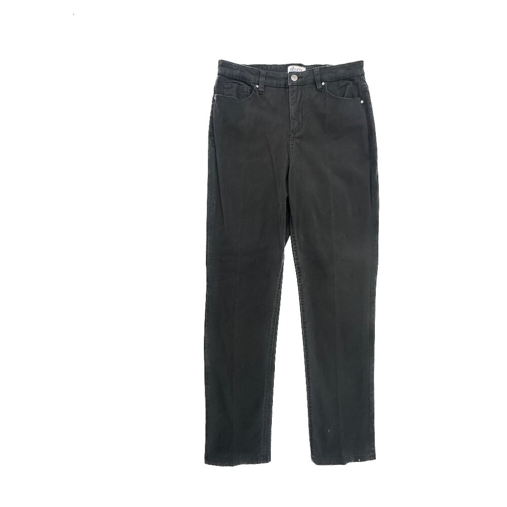 Denim & Co Chino Pants Women 6 Black Straight Leg Mid Rise Stretch